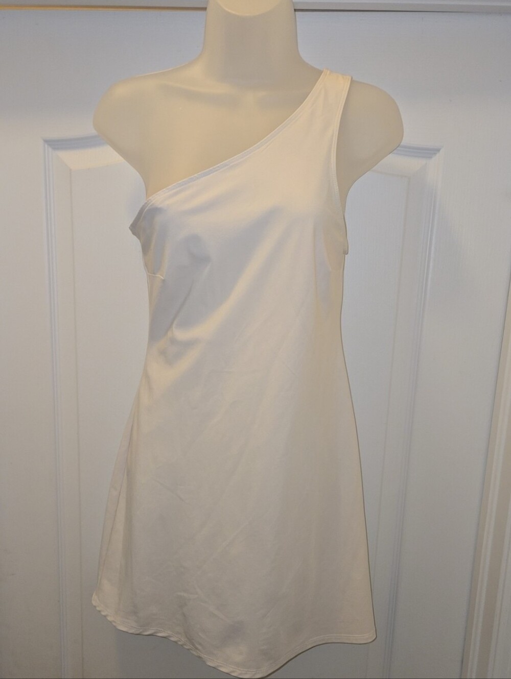Abercrombie & Fitch White One-Shoulder Traveler Mini Athletic Dress